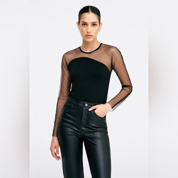 Chic Black Mesh Marcella Long Sleeve Top - Picture 4 of 7
